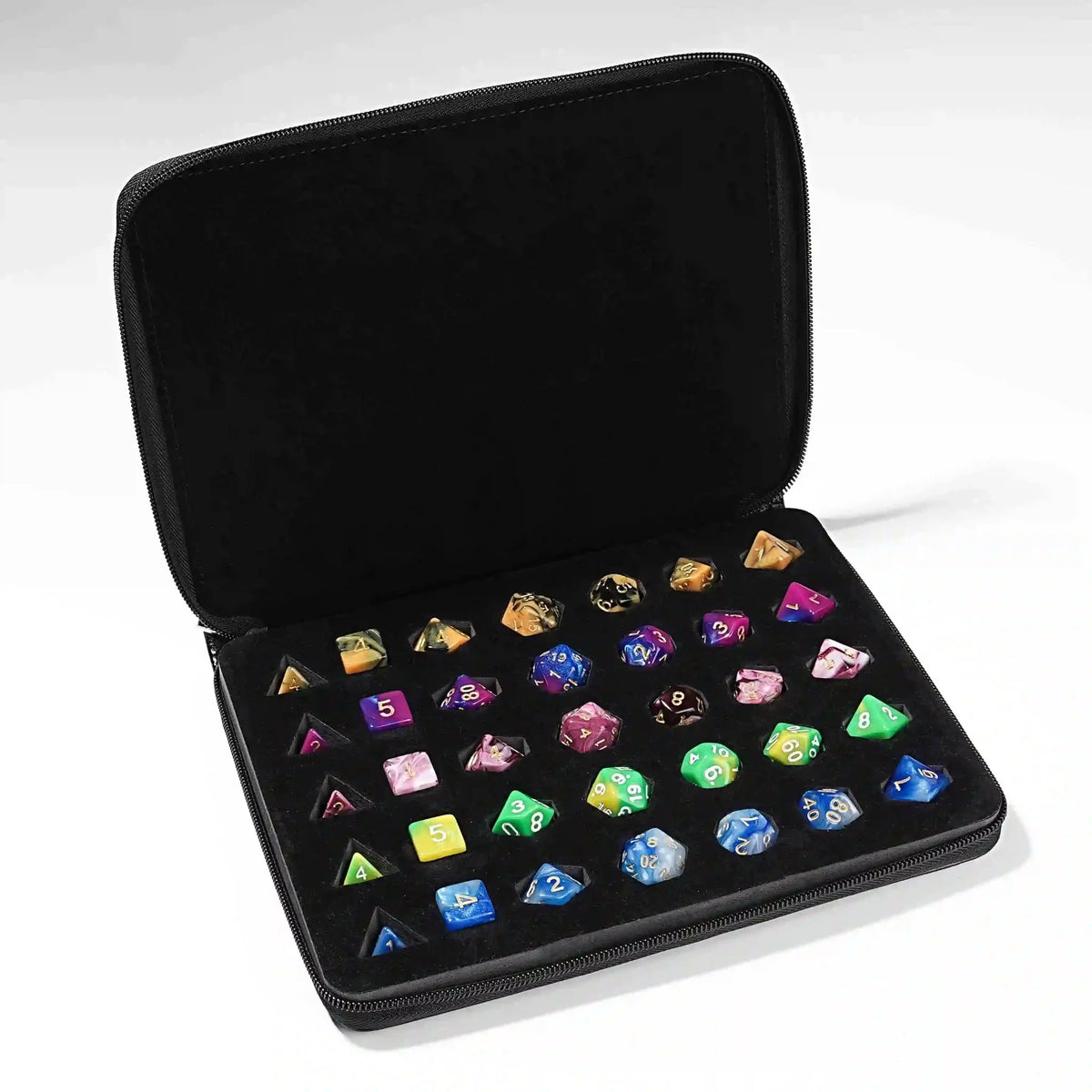 Clip Five Dice Box – Resin – 5 - piece DND dice set bundled with dice bag - acrylic RPG game dice set