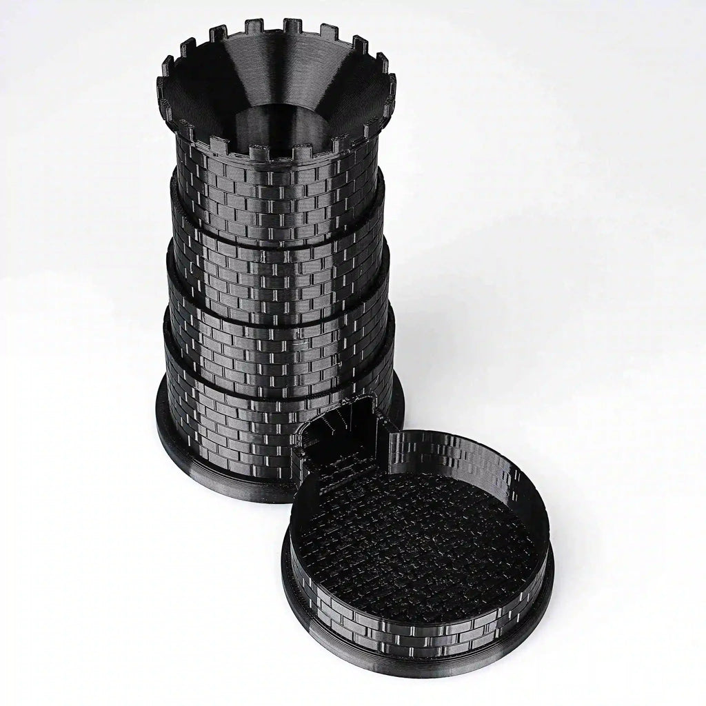 Collapsible Dice Tray – Folding Design – Black Castle Rotatable Folding Retractable DND Dice Tower with Dice Tray