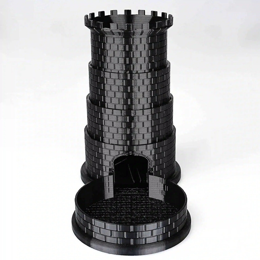 Collapsible Dice Tray – Folding Design – Black Castle Rotatable Folding Retractable DND Dice Tower with Dice Tray