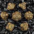 Colored Mechanical Metal DND Dice Set – Steam Age - Brass - colored mechanical gear metal dice set