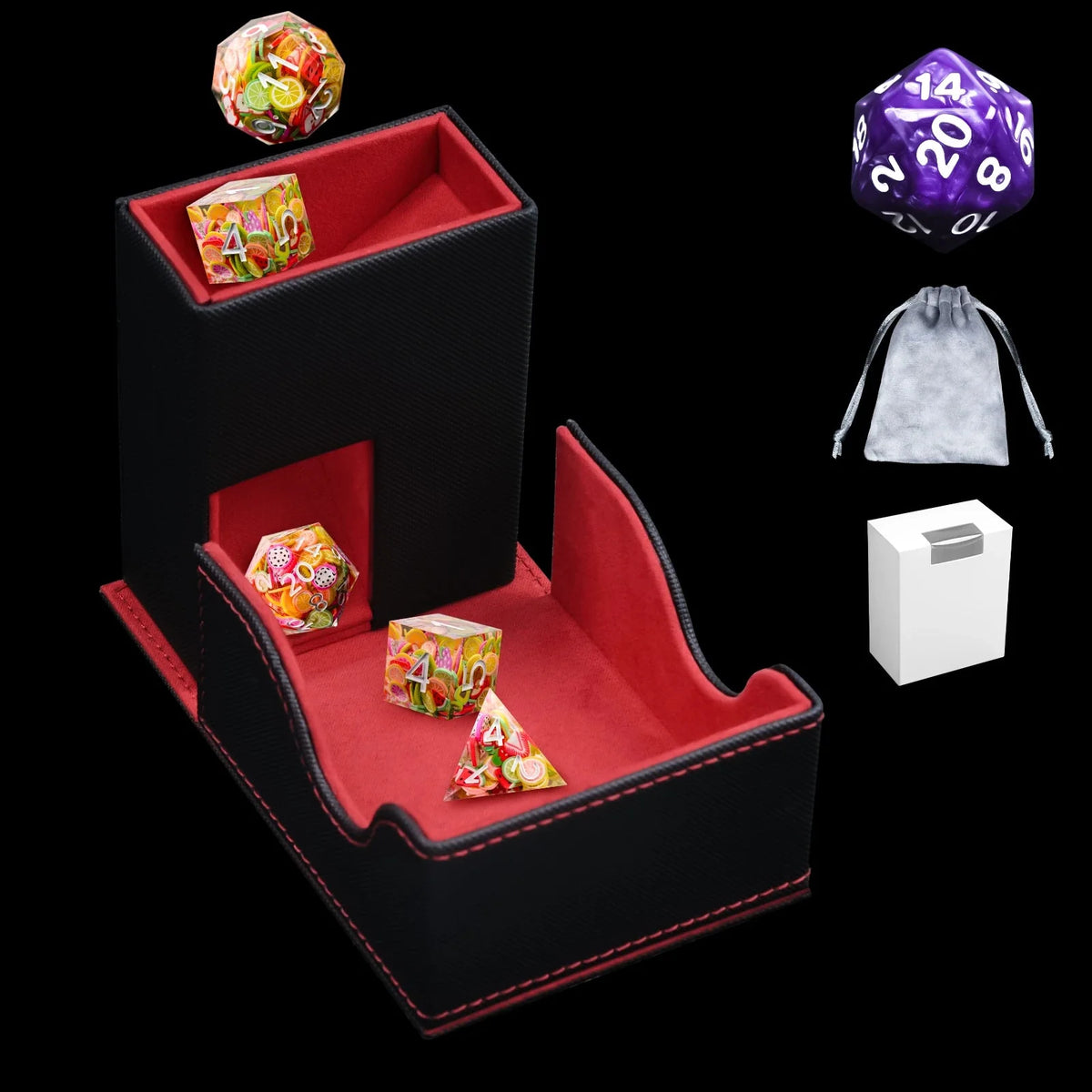 Creative Drawstring Dice Tower – Leather – High - quality leather dice tower, creative DND dice, drawstring dice