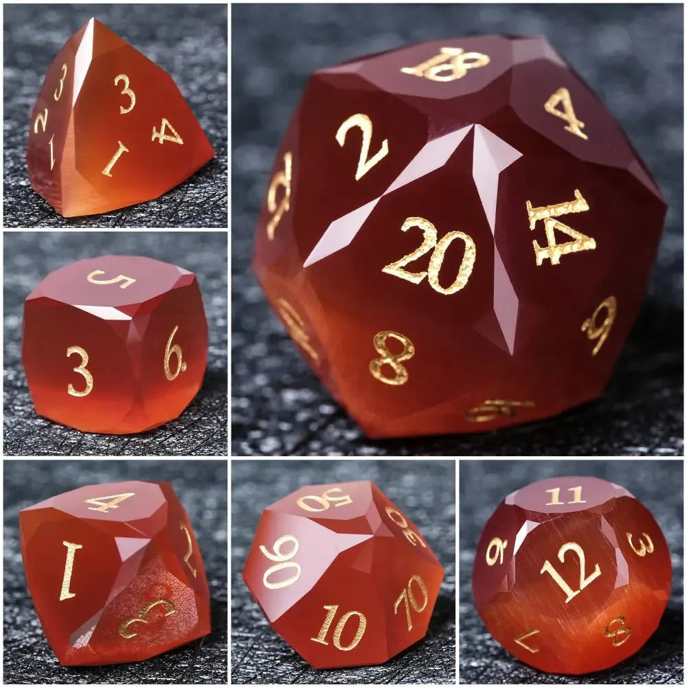 Crimson Gem Gemstone DND Dice Set – DND Dice - Crimson Glass Gem Polyhedron RPG Dice Set
