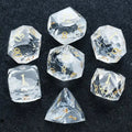 Crystal Clear Gemstone DND Dice Set – DND Dice - Diamond Cut Crystal Clear Glass Gemstone Dice Set