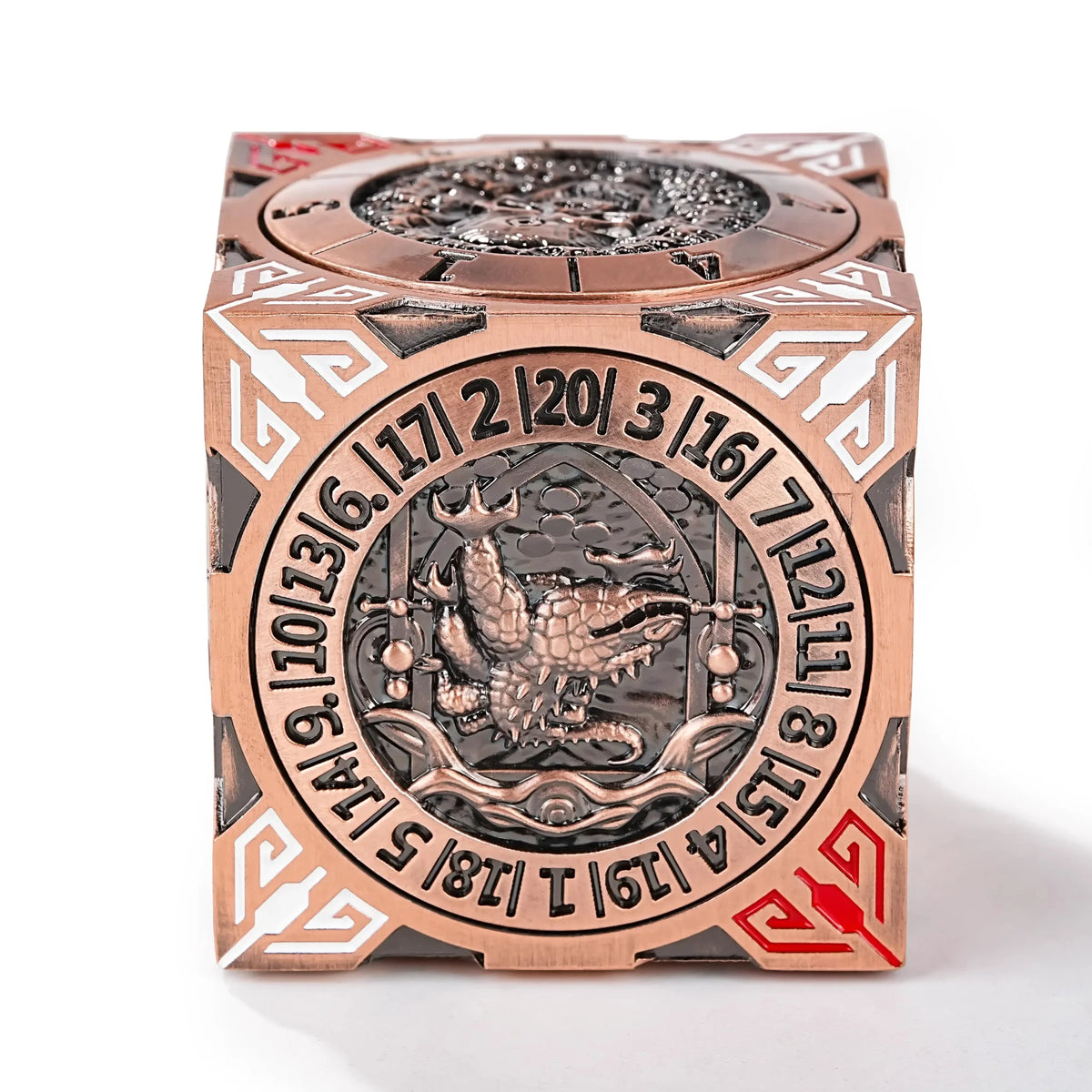 Cube Six Metal Spinner Dice Set – Cool Desktop Spinner Die: Antique Copper 7-in-1 Solid Metal D&D Spinner Dice