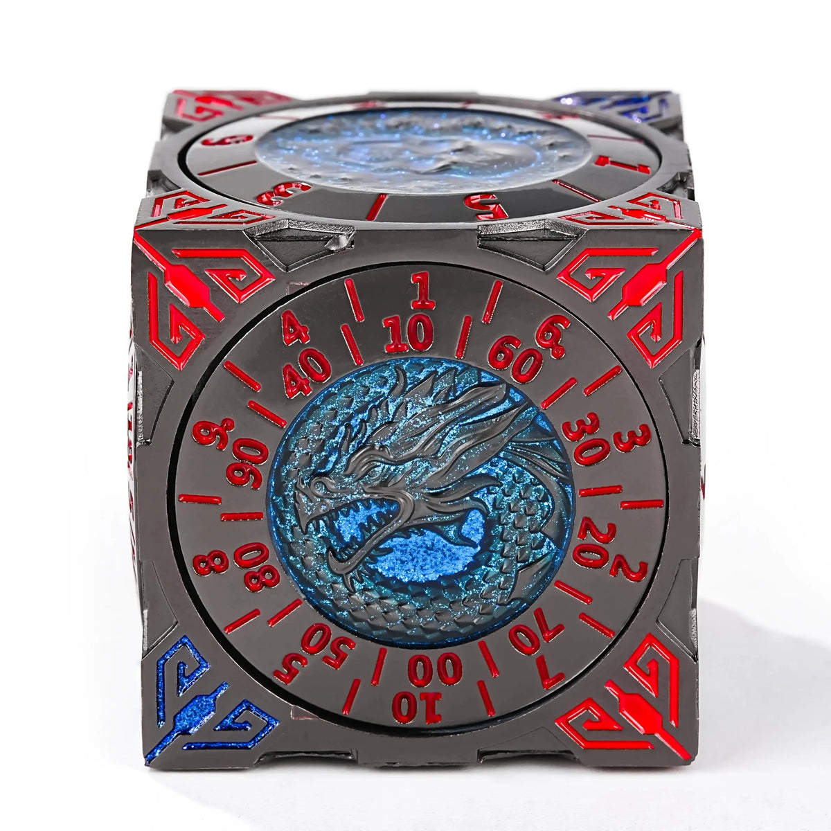 Cube Six Metal Spinner Dice Set – Cool Desktop Spinner Die: Black Nickel & Red Solid Metal DND 6-Sided Spinner Dice