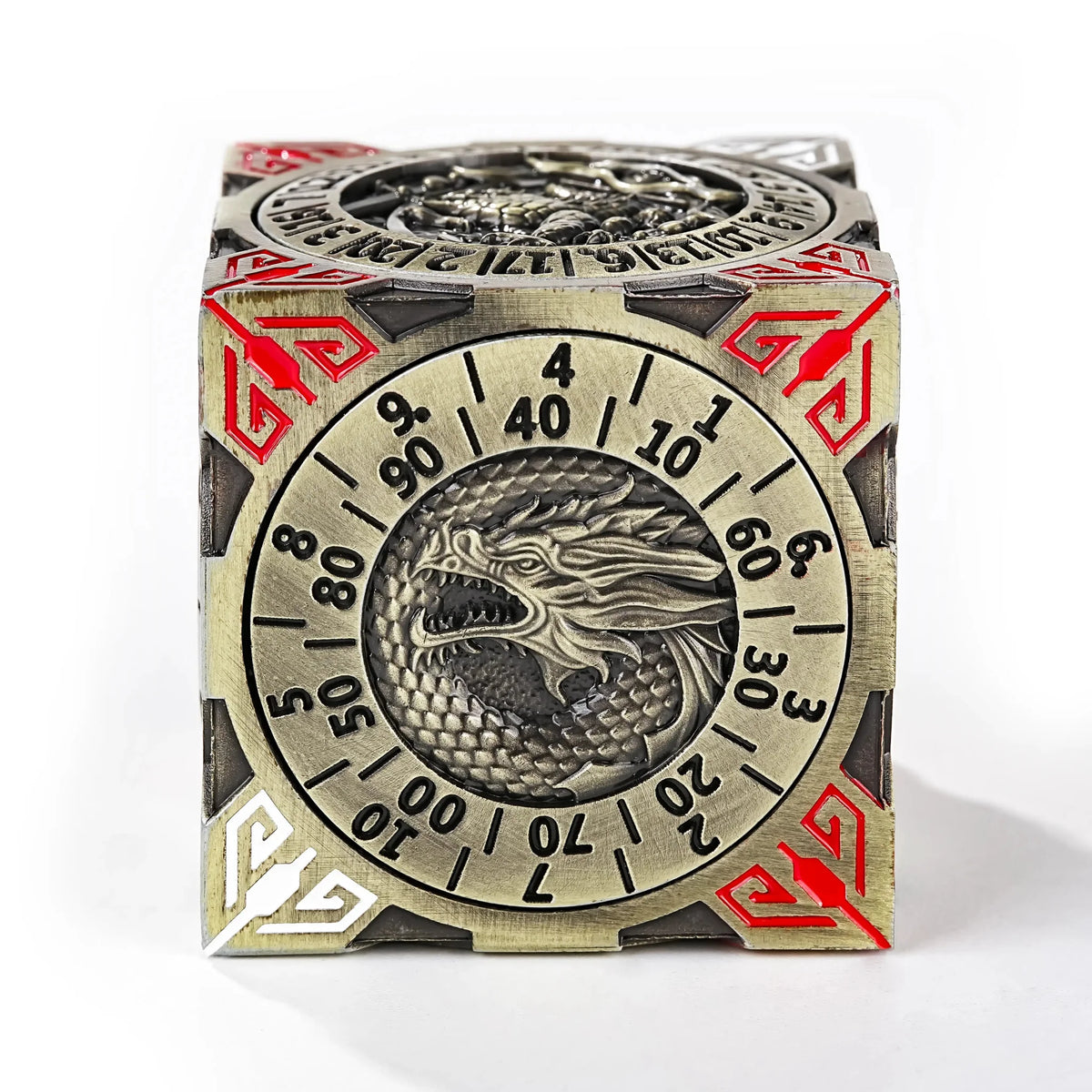 Cube Six Metal Spinner Dice Set – Cool Desktop Spinner Die: Bronze 7-in-1 Solid Metal DND Six-Sided Spinner Dice