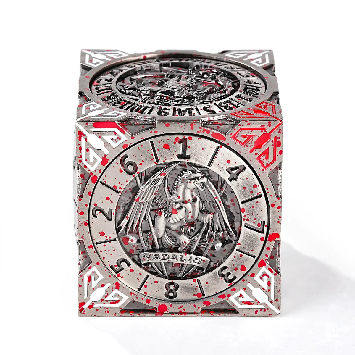Cube Six Metal Spinner Dice Set – Cool Desktop Spinner Die: 7-in-1 Solid Metal DND Spinner Die (Blood-Stained Antique