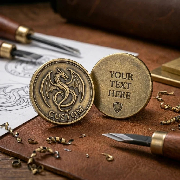 Custom D2 Dice Coin – Engraved Design – Custom D2 Dice — Personalized D2 Dice, Engraved with Custom Patterns and Text