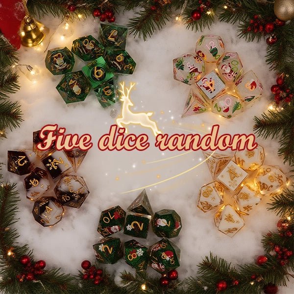 Custom Dice Sticker Set – Blind Christmas – Christmas DND Dice Blind Box Gift Set - Resin Dice, Stickers, Ornaments and