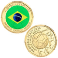 Custom Game Badge – Flag Commemorative – Brazil World Cup Flag Metal Coin – Obverse features the Brazilian flag