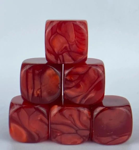 Star Acrylic D6 Dice Set – Customizable personalized red swirl acrylic D6 dice, can be engraved with personalized