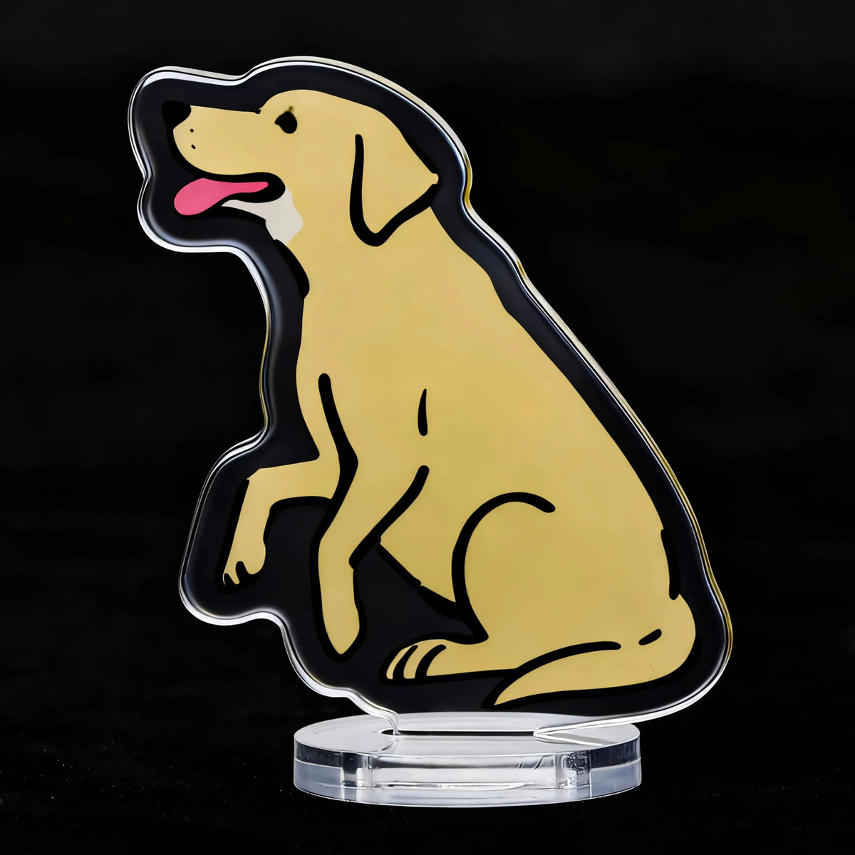 Cute Puppy RPG Miniature – Resin Tabletop Model – Cute Labrador Retriever Acrylic Standee with Transparent Round Base