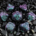 Cyberpunk Metal DND Dice Set – Gear Gradation – Purple and Green Gradient Cyberpunk Mechanical Gear Metal DND Dice Set