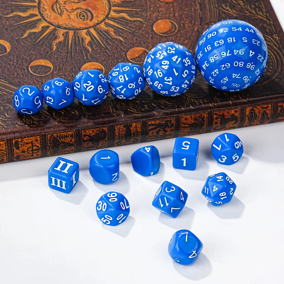 15pcs Polyhedron Acrylic D100 D100 Dice Set – D100 Dice Set - 15pcs Blue Acrylic Polyhedron Dice