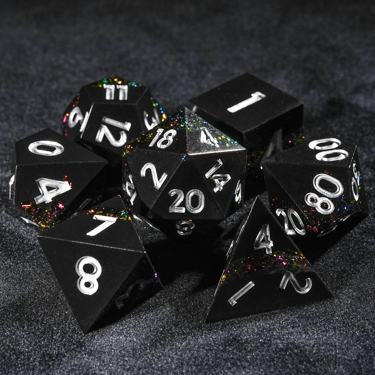 Dark Glamour Resin DND Dice Set – Dark Glamour: Galactic Phantom Light Resin DND Dice Set