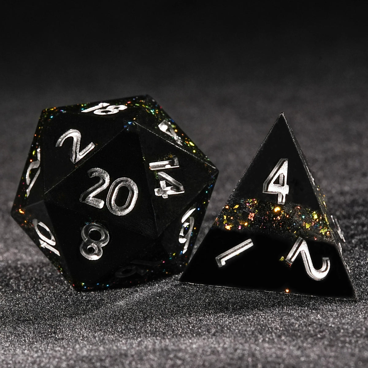 Dark Glamour Resin DND Dice Set – Dark Glamour: Galactic Phantom Light Resin DND Dice Set