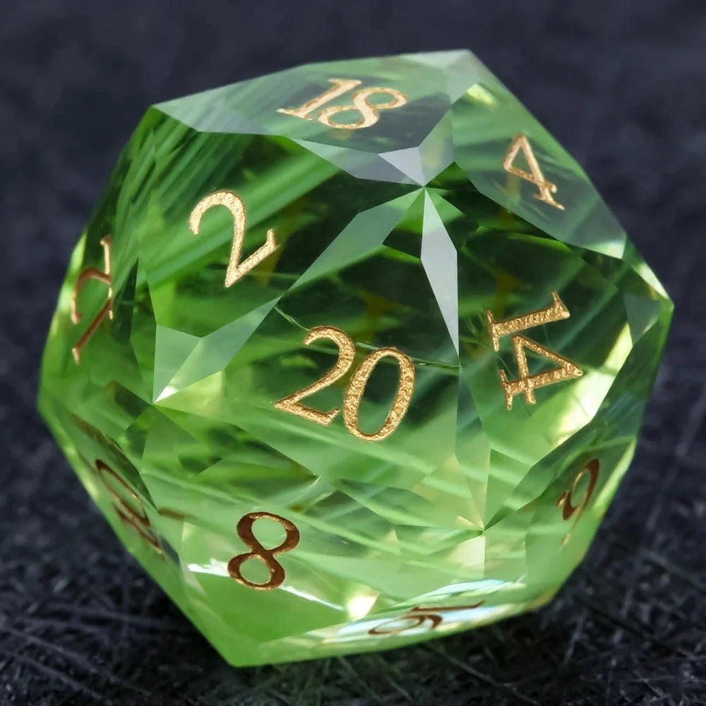 Diamond Cut Gemstone DND Dice Set – DND Dice | Diamond - Cut Green Glass Gemstone Dice Set