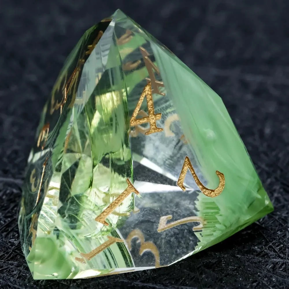 Diamond Cut Gemstone DND Dice Set – DND Dice | Diamond - Cut Green Glass Gemstone Dice Set