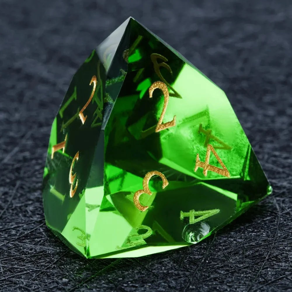 Diamond Faceted Gemstone DND Dice Set – DND Dice - Diamond Faceted Emerald Dice Set
