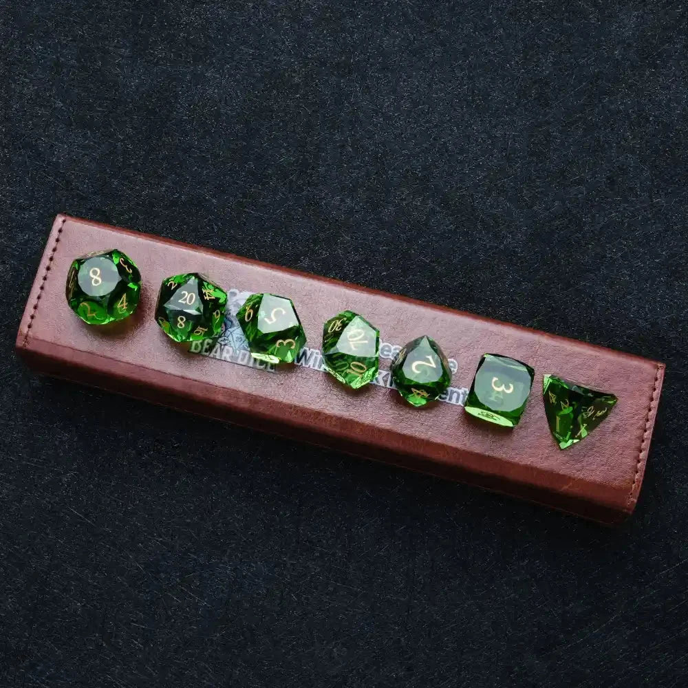 Diamond Faceted Gemstone DND Dice Set – DND Dice - Diamond Faceted Emerald Dice Set