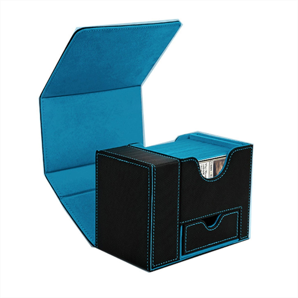 Dice Collection Storage Box With Dice Tray – PU Leather Card Box with Dice Tray | Trading Card Storage Box for MTG