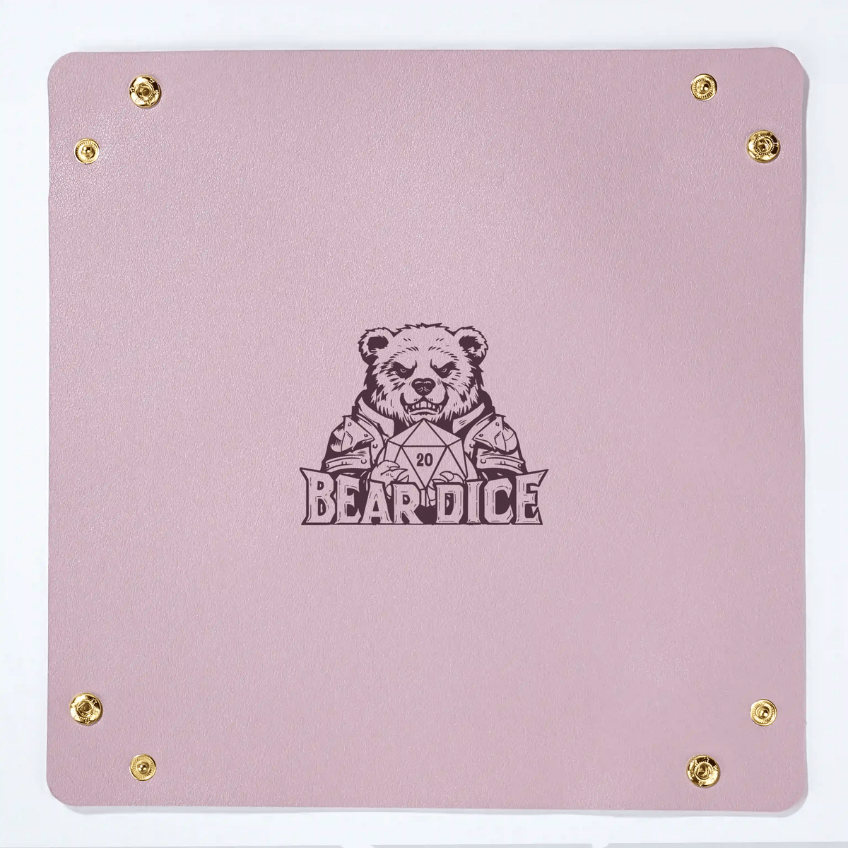 Dice Tray – Leather – Personalized Design – Personalized Design 1 – Custom pink leather DND dice tray, foldable