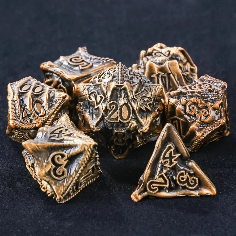 Dragon Metal DND Dice Set – Fantasy Head – DND Epic Fantasy Metal Dragon Head Dice Set