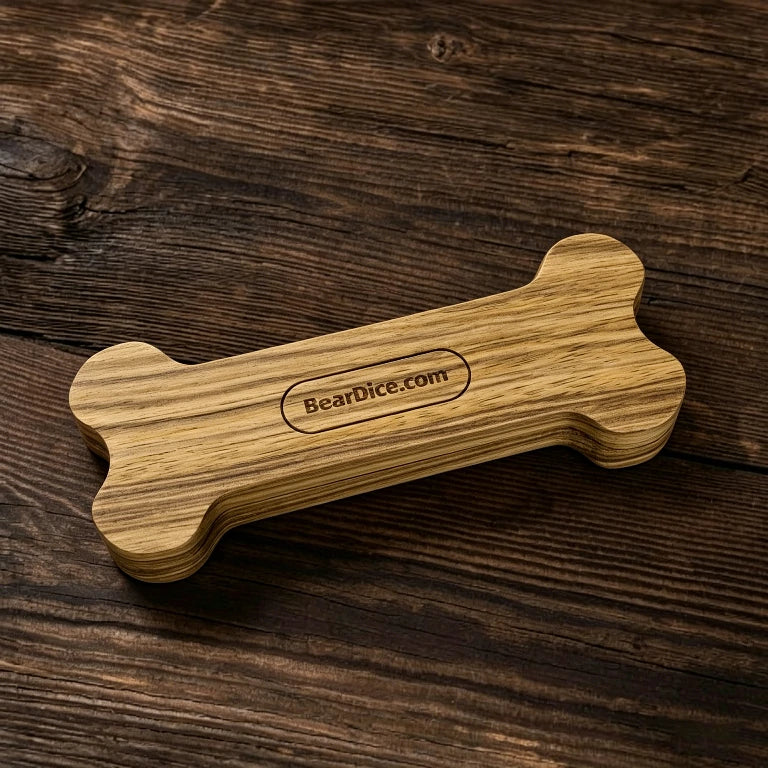 Dog Dice Box – Resin – Oak Bone – Oak Dog Bone Magnetic DND Dice Box