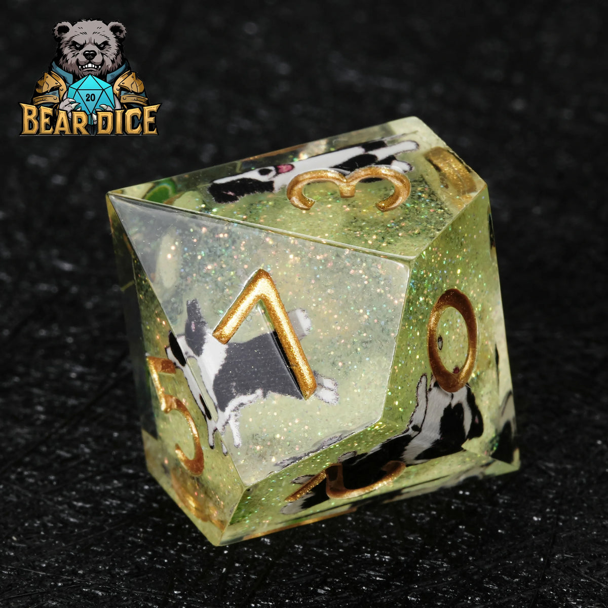 Dog Resin D10 Dice – Glitter – Border Collie – alternate product view