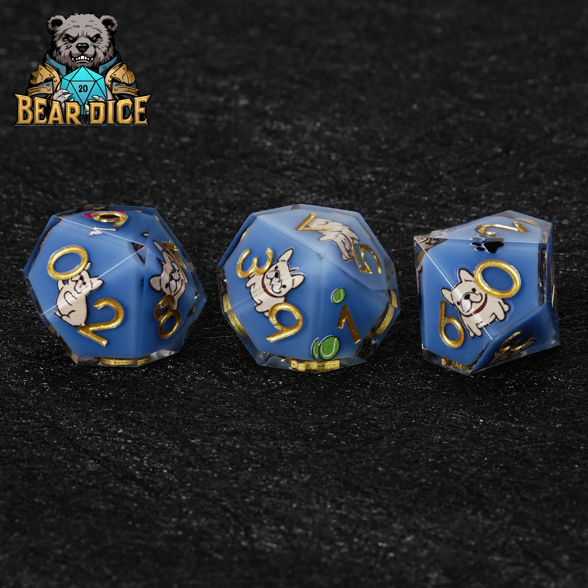 Dog Resin D10 Dice Set – Bulldog – alternate product view