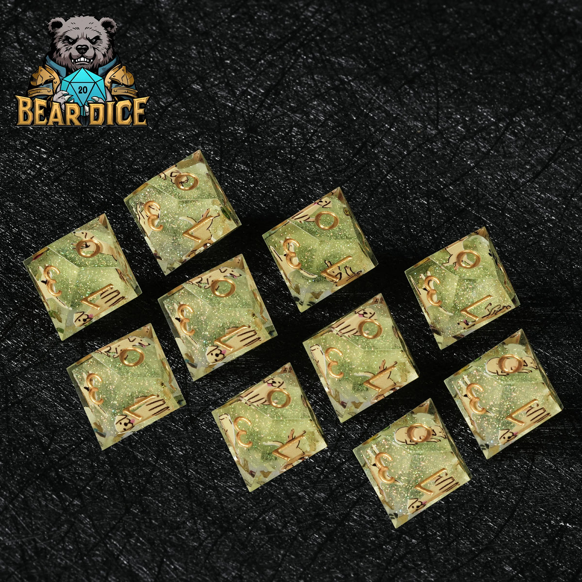 Dog Resin D10 Dice Set – Glitter – Labrador
