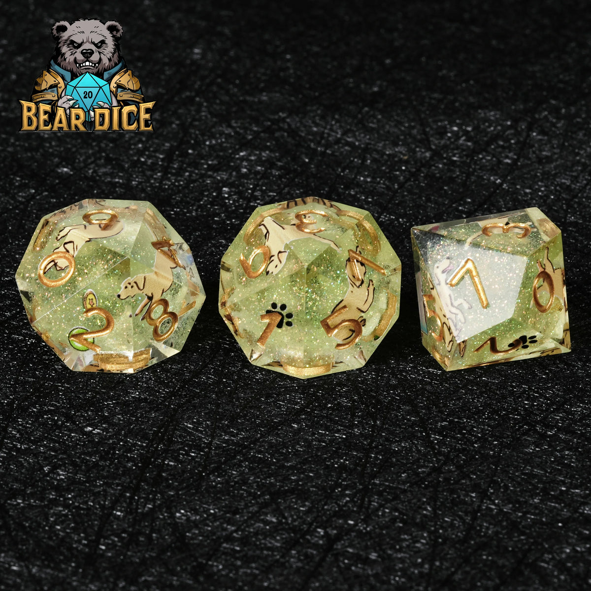 Dog Resin D10 Dice Set – Glitter – Labrador – alternate product view