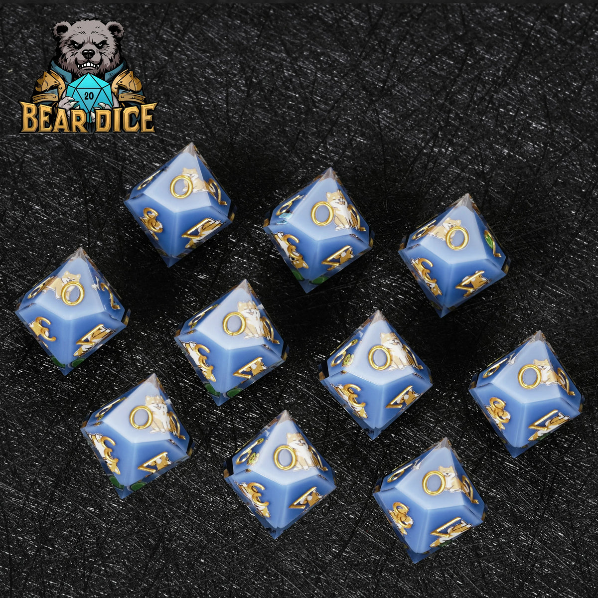 Dog Resin D10 Dice Set – Shiba Inu