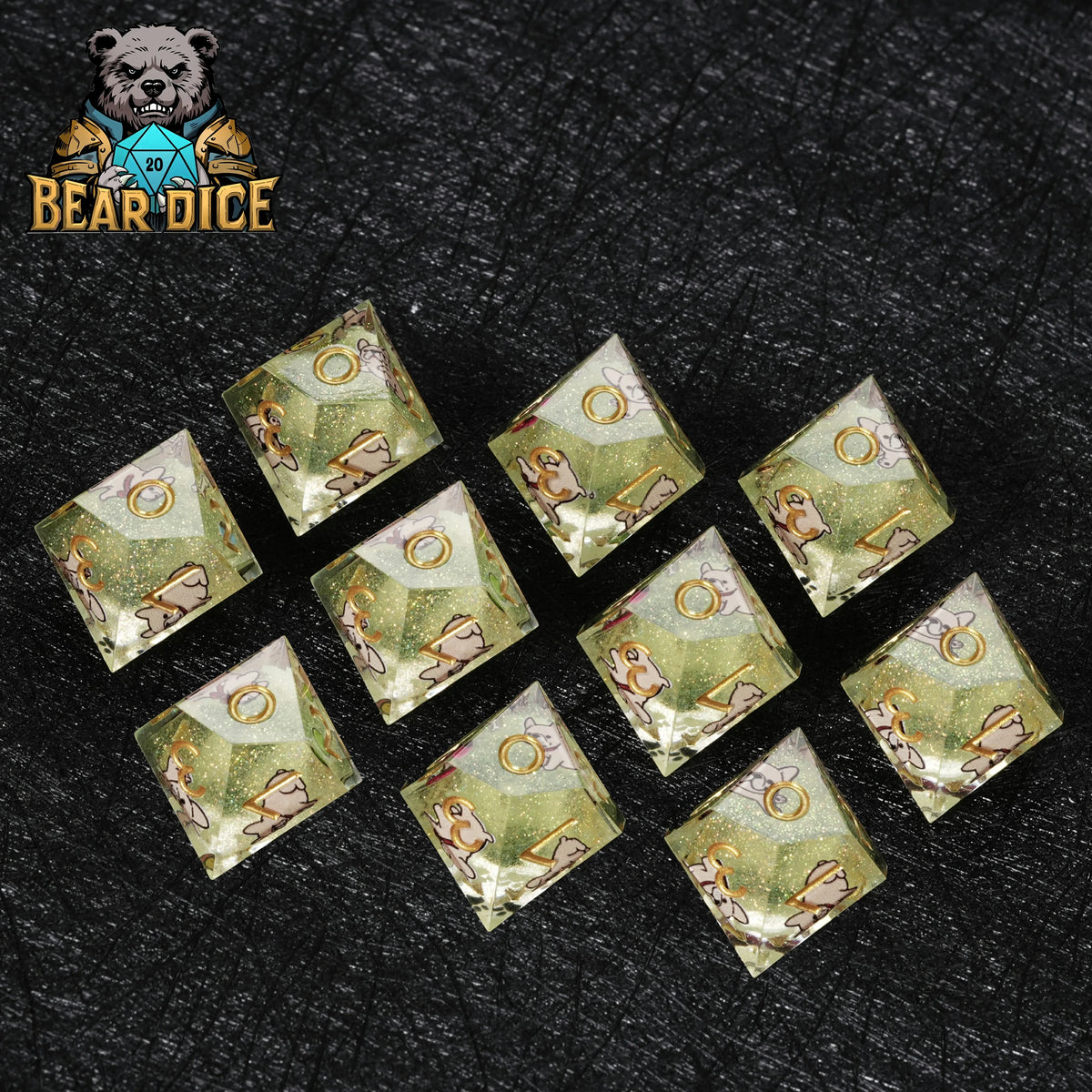 Dog Resin D10 Die – Glitter