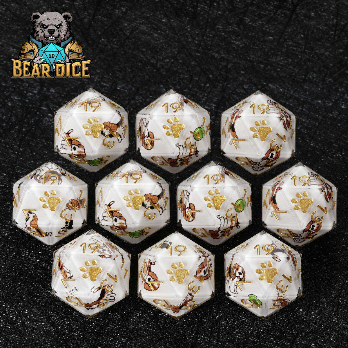 Dog Resin D20 Dice – Beagle – alternate product view