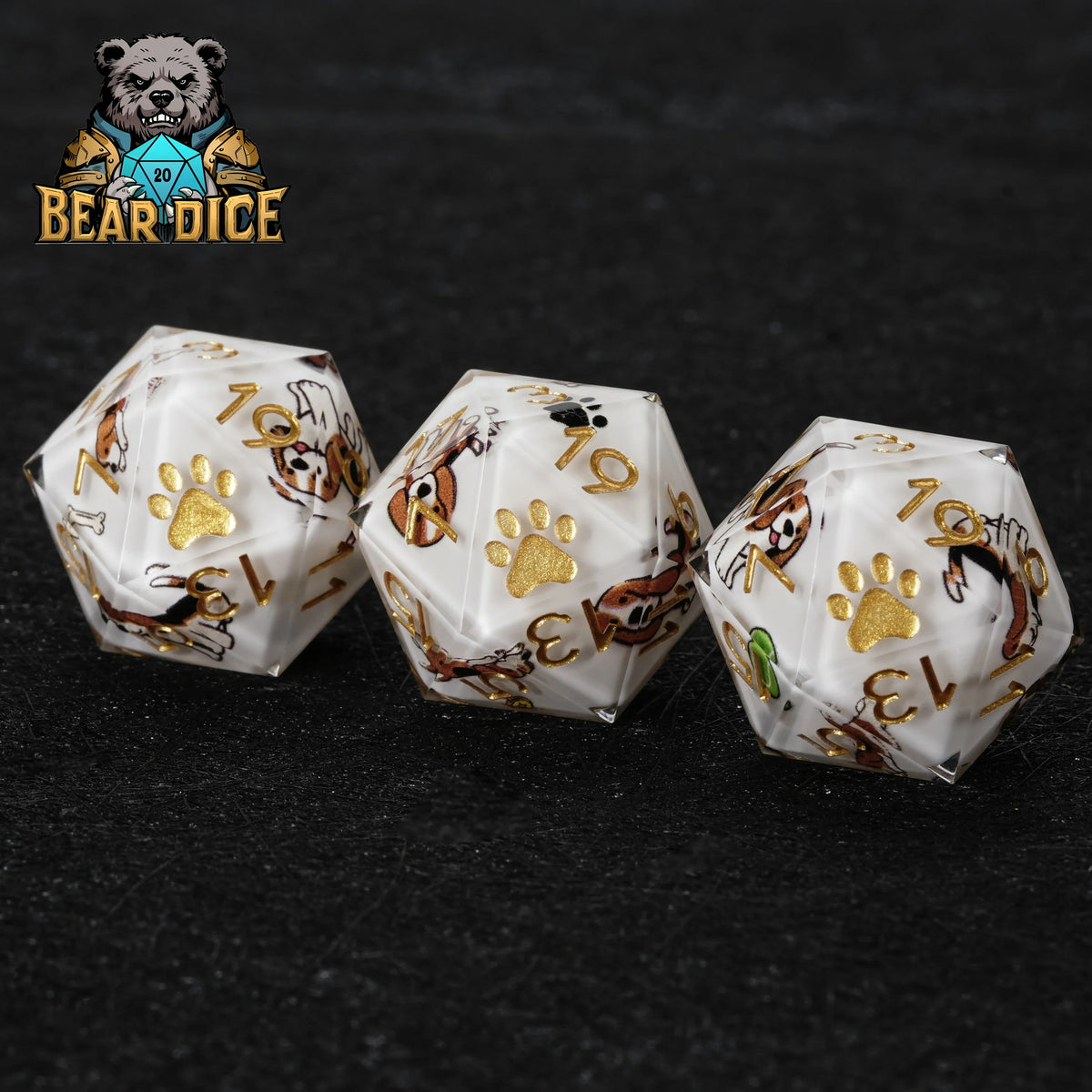 Dog Resin D20 Dice – Beagle – alternate product view