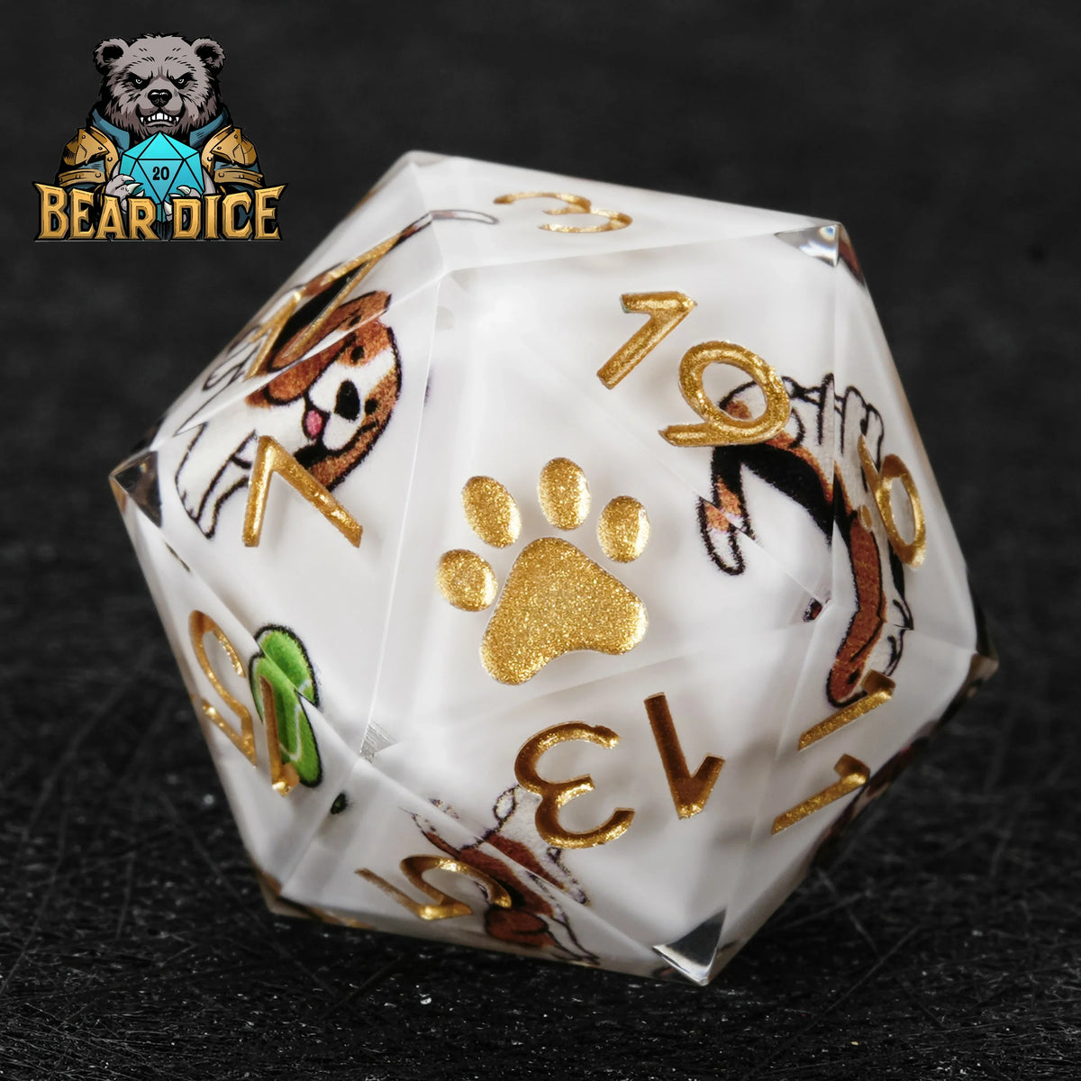 Dog Resin D20 Dice – Beagle