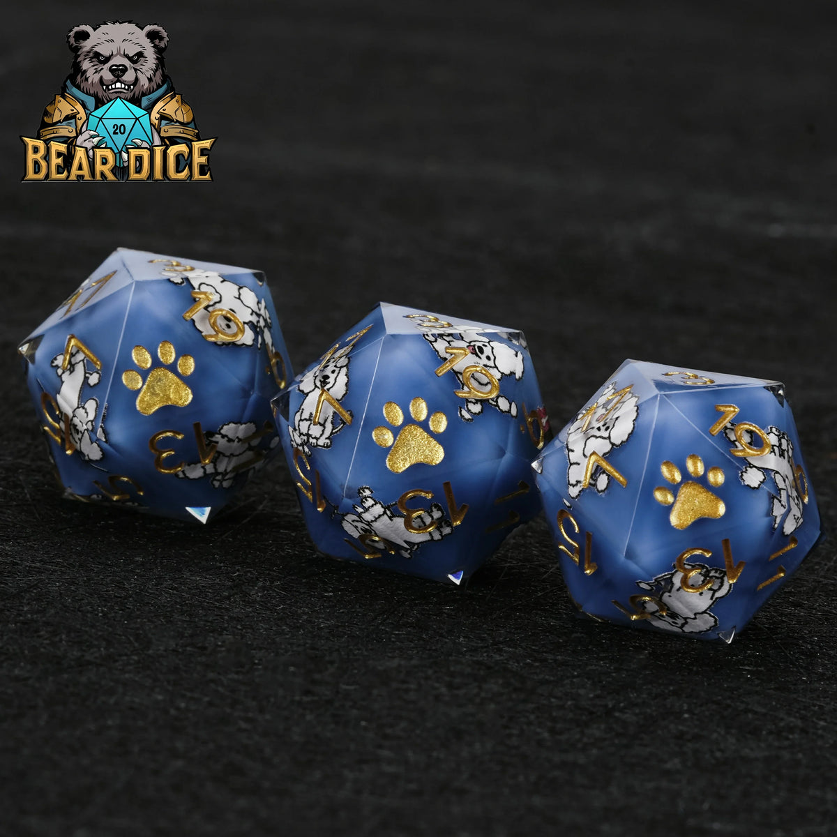Dog Resin D20 Dice – Poodle – alternate product view