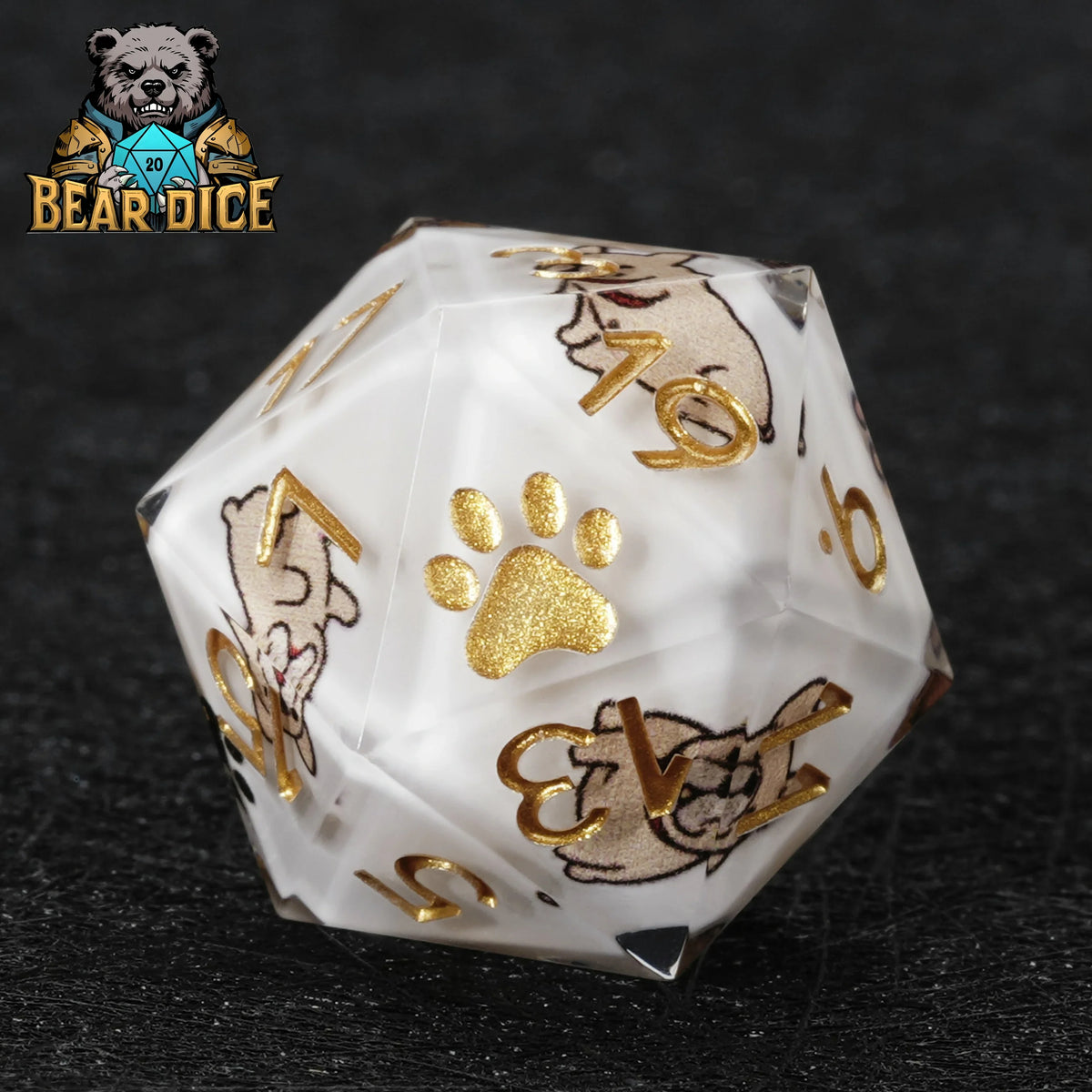 Dog Resin D20 Dice Set – Bulldog – alternate product view