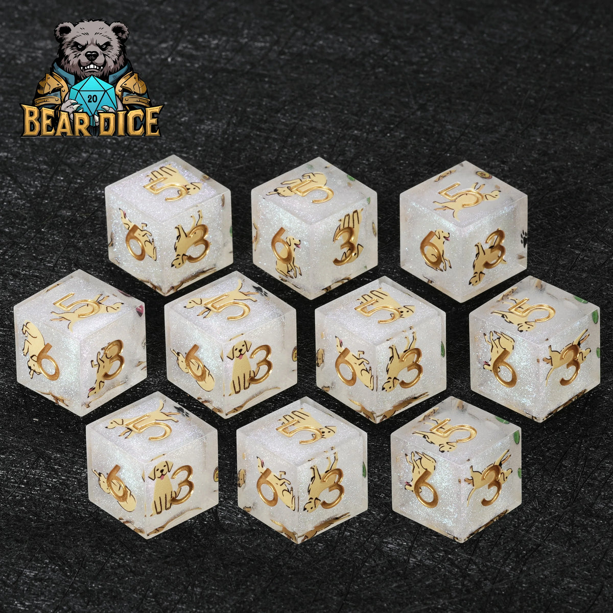 Dog Resin D6 Dice – Glitter – alternate product view
