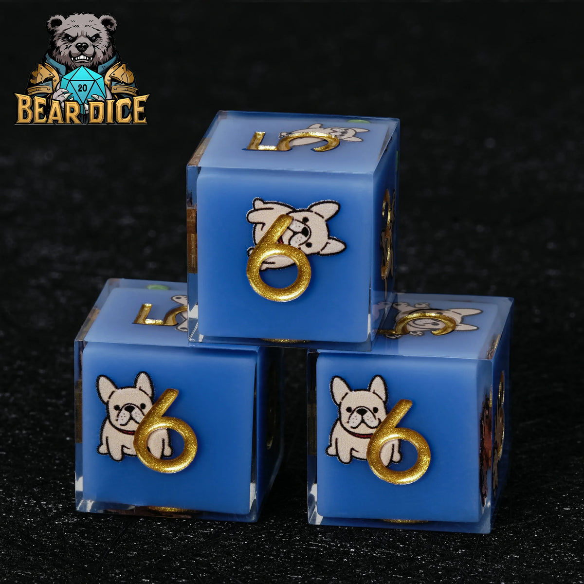 Dog Resin D6 Dice Set – Bulldog