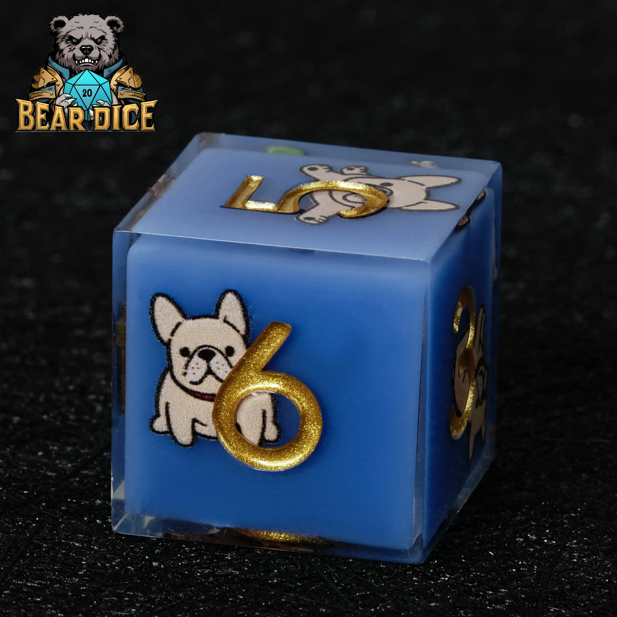 Dog Resin D6 Dice Set – Bulldog – alternate product view