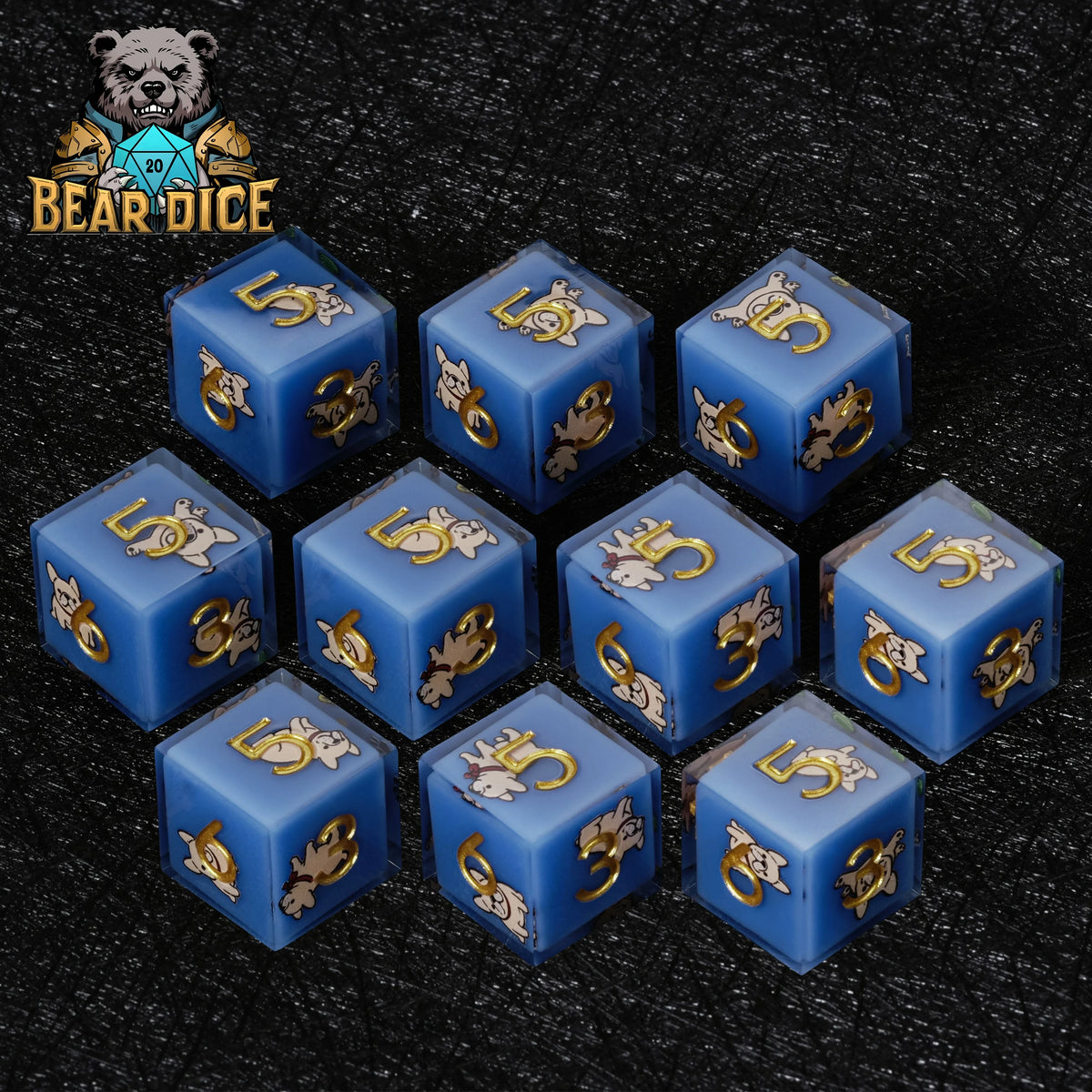 Dog Resin D6 Dice Set – Bulldog – alternate product view