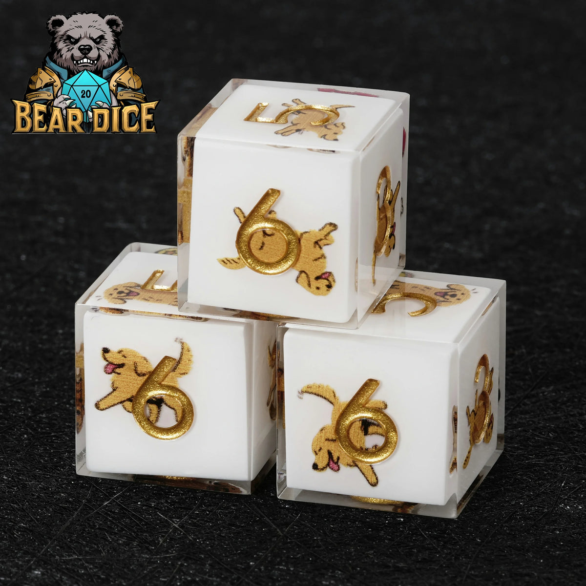 Dog Resin D6 Dice Set – Retriever