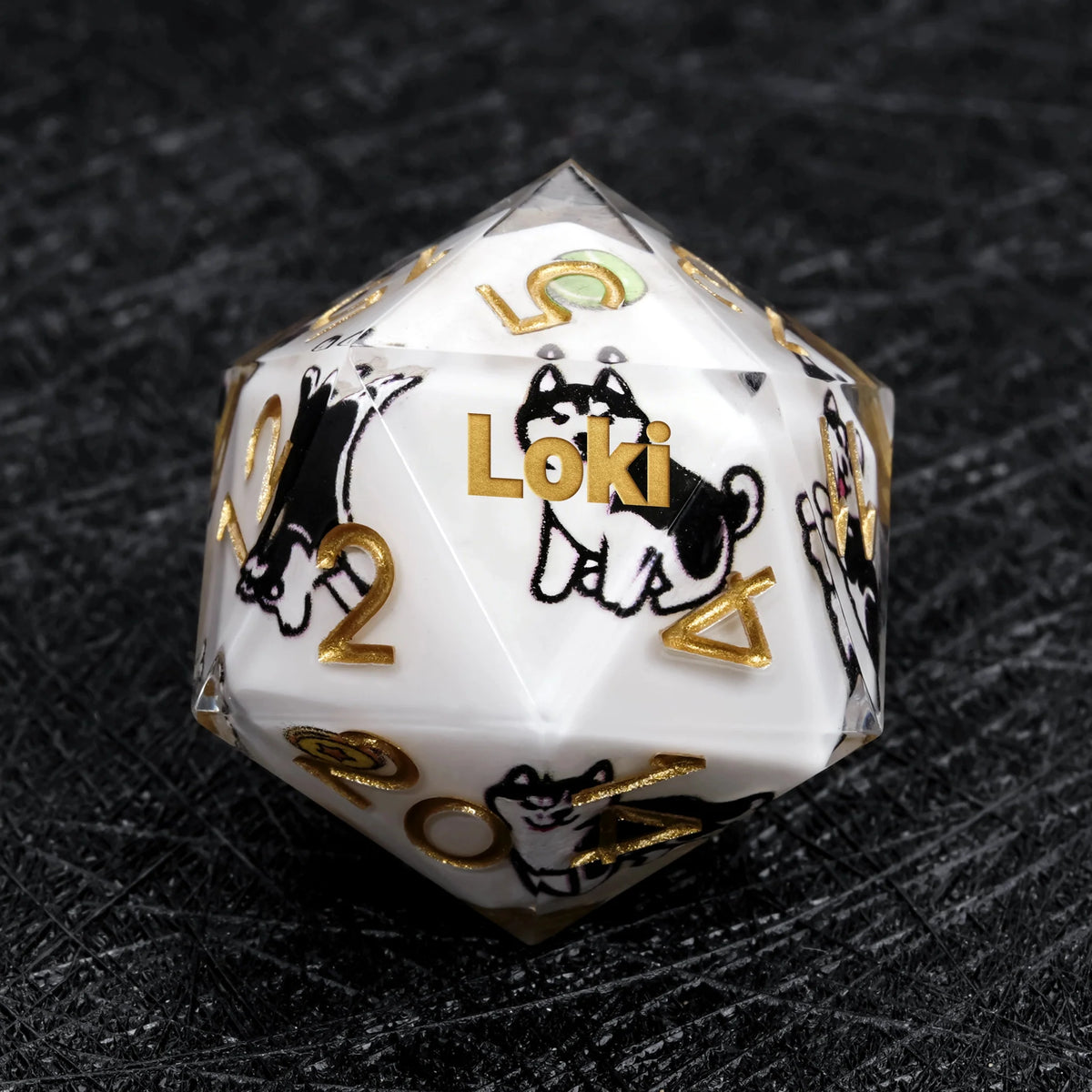 Dog Resin RPG Dice Set – Name Symbols – Customizable dog dice, can be engraved with pet names and unique dog symbols
