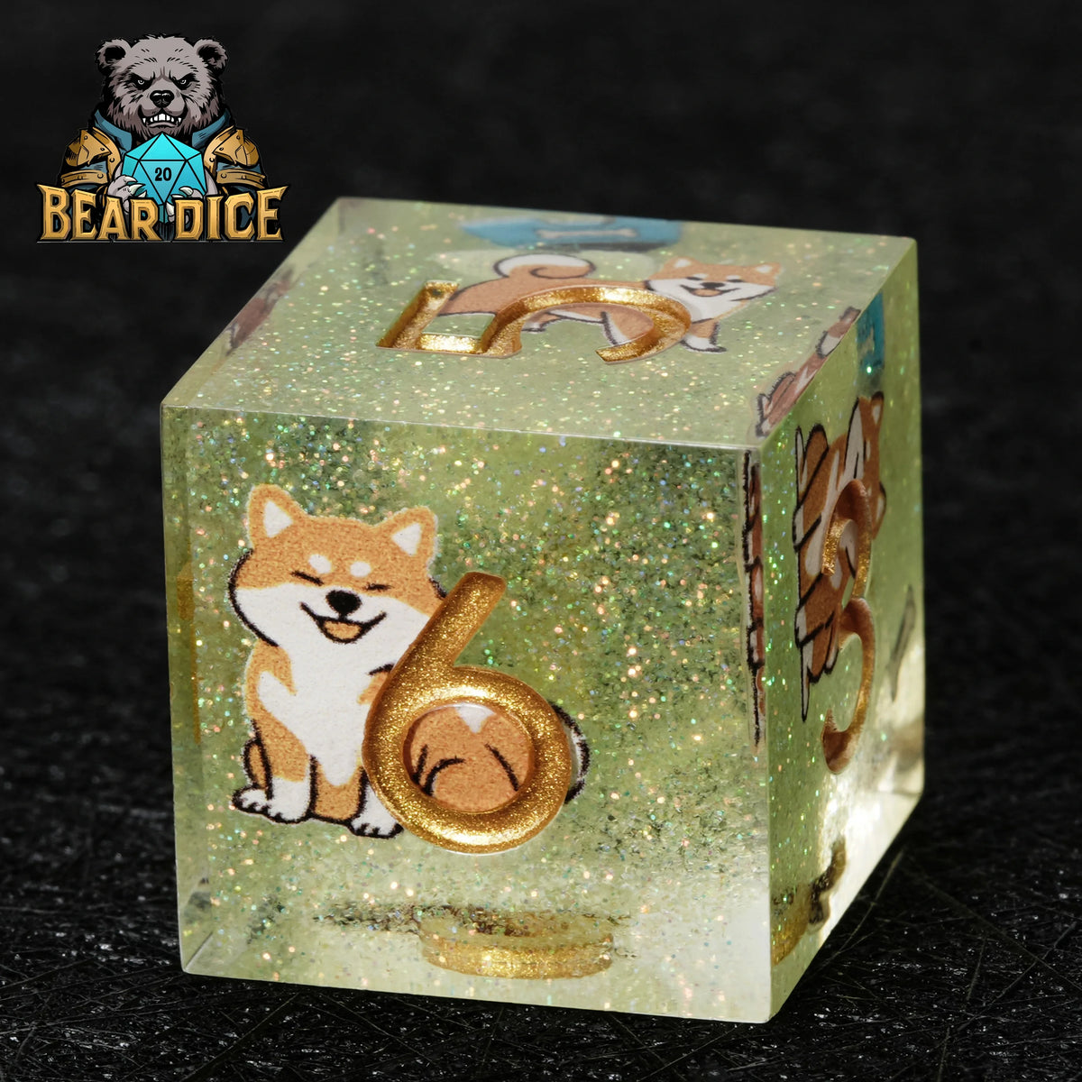 Dog Resin Sharp Edge Dice Set – Glitter – alternate product view