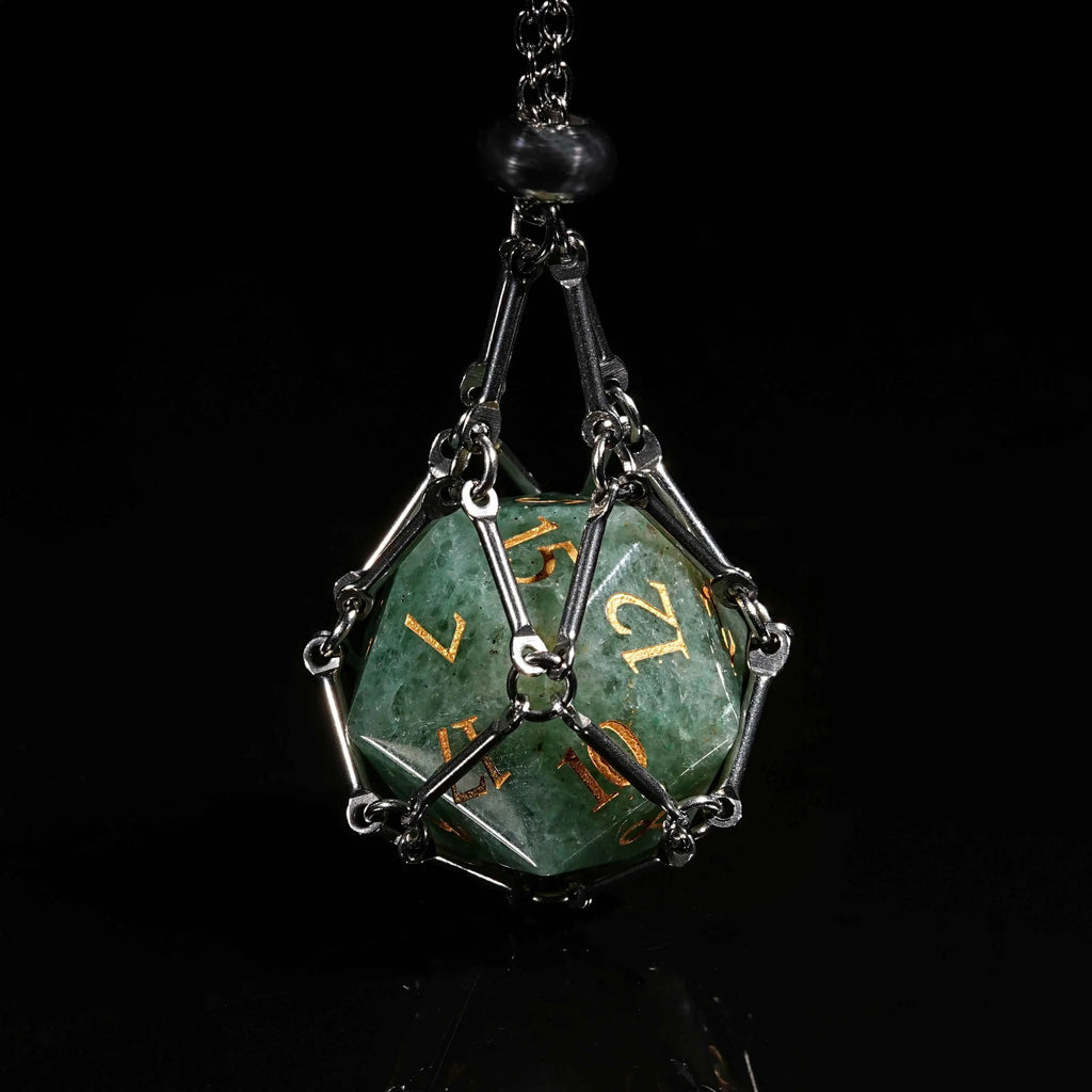 Dongling Digital Natural Stone RPG Dice Set – Gold Numbers – Green Dongling Gemstone Dice Set + Gold Numbers