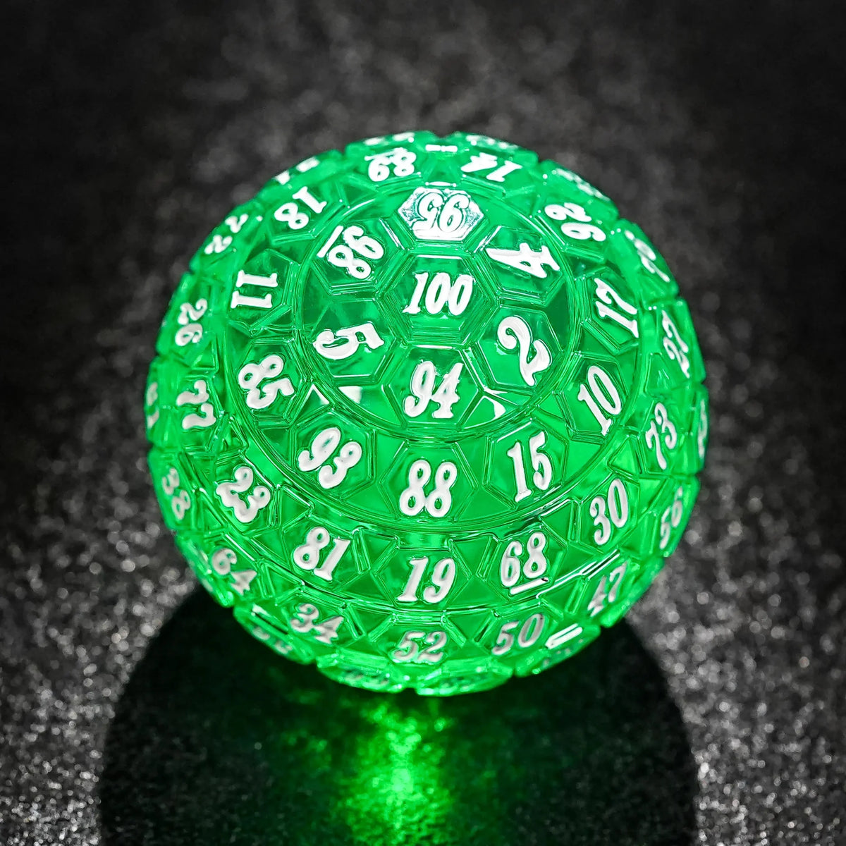 Dragon Acrylic D100 Dice – Unique Dungeons & Dragons 100 - Sided Dice - Green Acrylic D100 Dice + White Numbers
