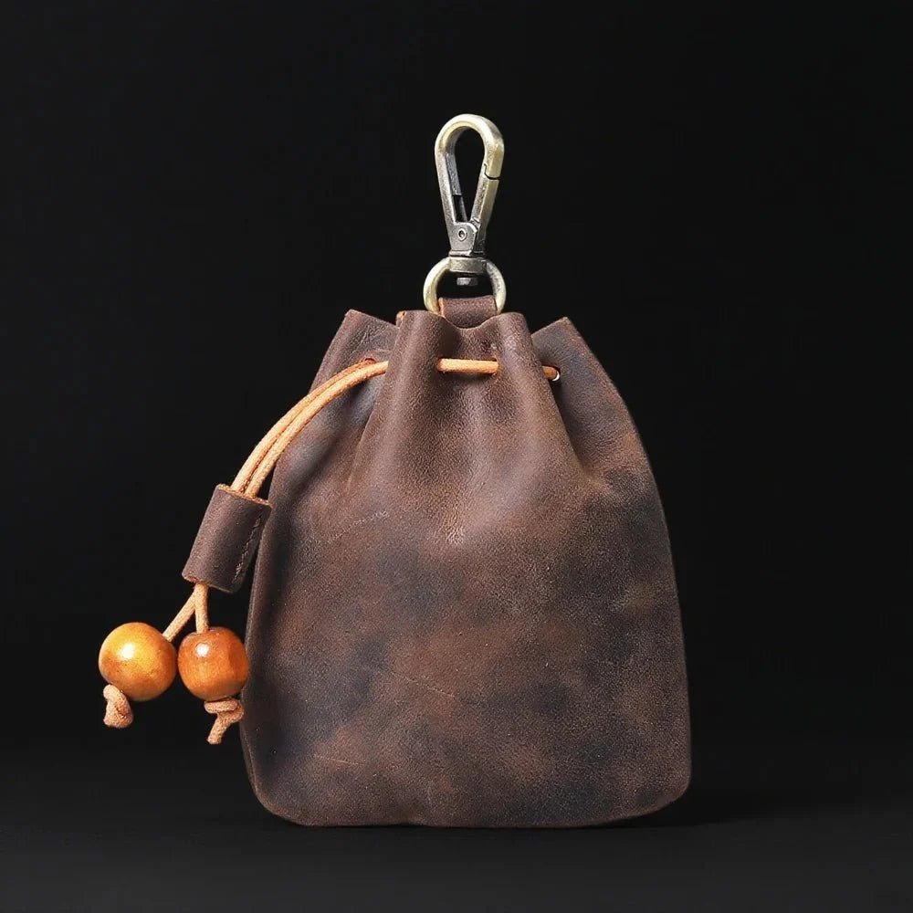 Dragon Dice Box – Leather – DND Dice Storage Bag in Vintage Cowhide Leather | Dungeons & Dragons Dice Bag