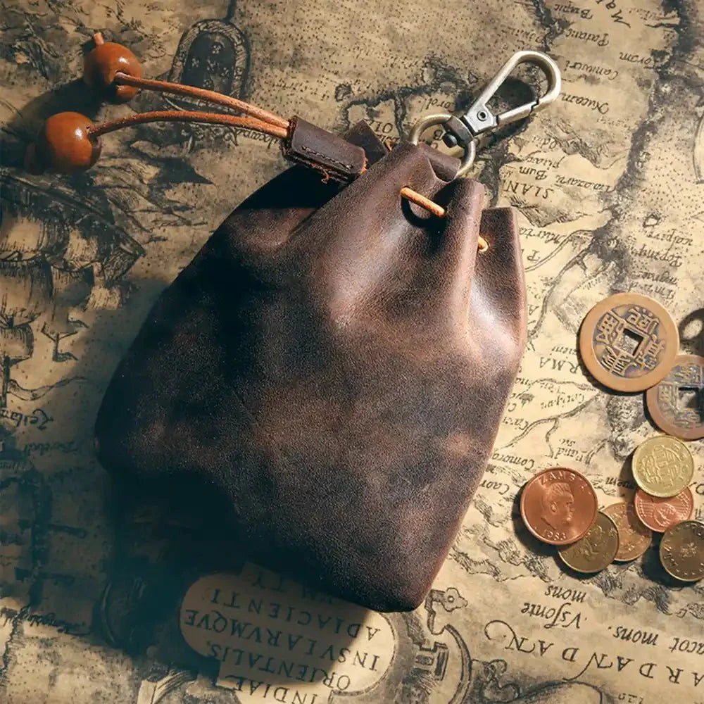 Dragon Dice Box – Leather – DND Dice Storage Bag in Vintage Cowhide Leather | Dungeons & Dragons Dice Bag